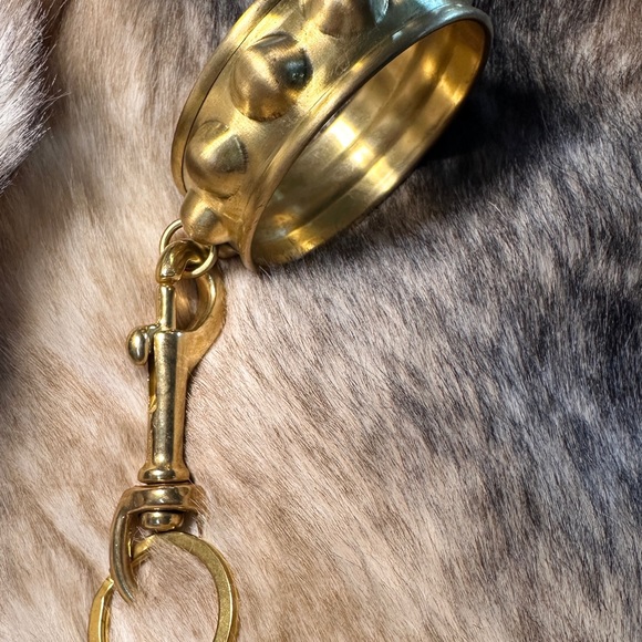 Solid Brass Studded Key Clip Bangle Bracelet - Picture 3 of 6